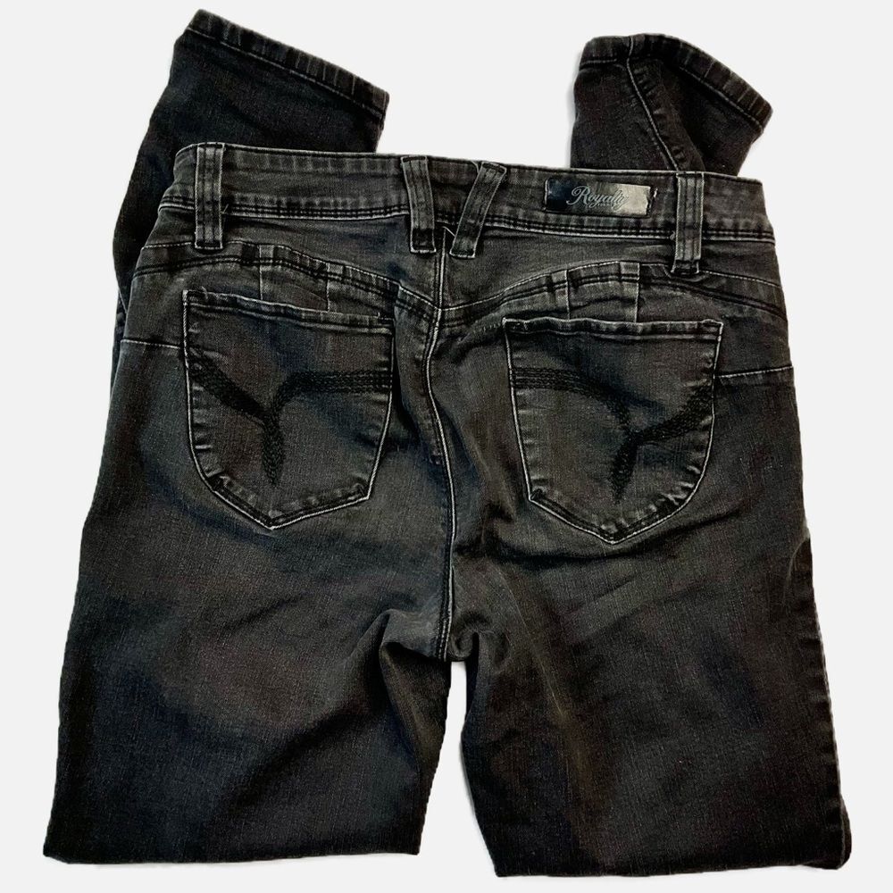 Royalty For Me Wanna Better Butt Jeans Women’s Size 8 Distressed Black Skinny - Picture 5 of 10